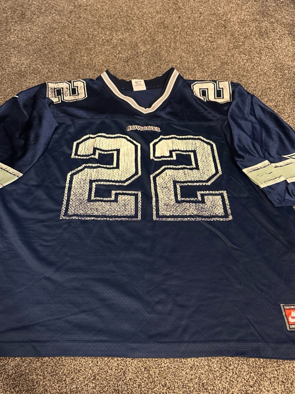 Vintage 90s Nike Navy and White #22 Cowboys Football Jersey